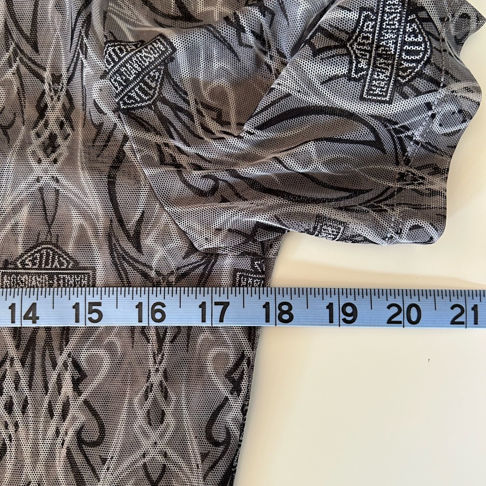Harley-Davidson Women's Sheer Grey Graphic Top 90s Y2K - Picture 3 of 7